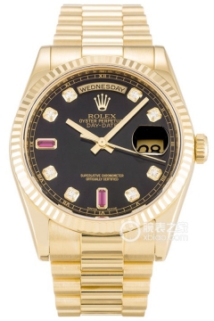 Rolex DAY-DATE 118238 Black Dial with Diamonds and Rubies(118238BlackDialwithDiamondsandRubies) <em>watch</em>
