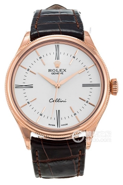 Rolex CELLINI 50505 White Dial with Brown Strap(50505WhiteDialwithBrownStrap) <em>watch</em>
