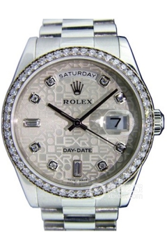 Rolex DAY-DATE 118346 Silver Floral Dial with Diamonds(118346SilverFloralDialwithDiamonds) <em>watch</em>
