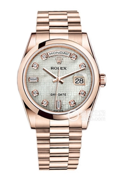 Rolex DAY-DATE 118205 White Mother of Pearl Oxford Pattern Dial with Diamonds(118205WhiteMotherofPearlOxfordPatternDialwithDiamonds) <em>watch</em>
