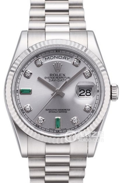 Rolex DAY-DATE 118206 Silver Dial with Emeralds(118206SilverDialwithEmeralds) <em>watch</em>