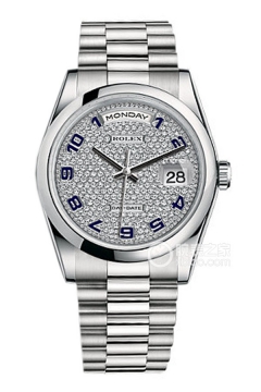 Rolex DAY-DATE 118206 Silver Dial with Full Pave Diamonds(118206SilverDialwithFullPaveDiamonds) <em>watch</em>