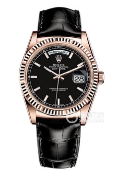 Rolex DAY-DATE 118135 Black Dial with Black Strap(118135BlackDialwithBlackStrap) <em>watch</em>
