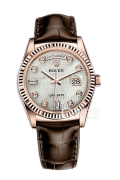 Rolex DAY-DATE 118135 Mother of Pearl Oxford Pattern Dial with Diamonds(118135MotherofPearlOxfordPatternDialwithDiamonds) <em>watch</em>