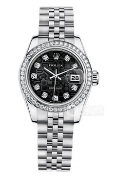 Rolex LADY-DATEJUST 179384 Black Commemorative Pattern Dial with Diamonds(179384BlackCommemorativePatternDialwithDiamonds) <em>watch</em>