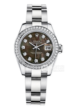 Rolex LADY-DATEJUST 179384 Black Mother of Pearl with Diamonds and Oyster Bracelet(179384BlackMotherofPearlwithDiamondsandOysterBracelet) <em>watch</em>