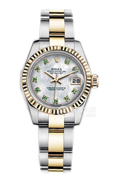 Rolex LADY-DATEJUST 179173 White Mother of Pearl with Emeralds(179173WhiteMotherofPearlwithEmeralds) <em>watch</em>