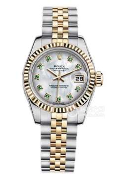 Rolex LADY-DATEJUST 179173(White Mother of Pearl with Emeralds)(179173WhiteMotherofPearlwithEmeralds) <em>watch</em>