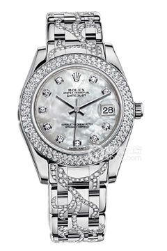 Rolex PEARLMASTER 81339 White Mother of Pearl Dial with Diamond Bracelet(81339WhiteMotherofPearlDialwithDiamondBracelet) <em>watch</em>
