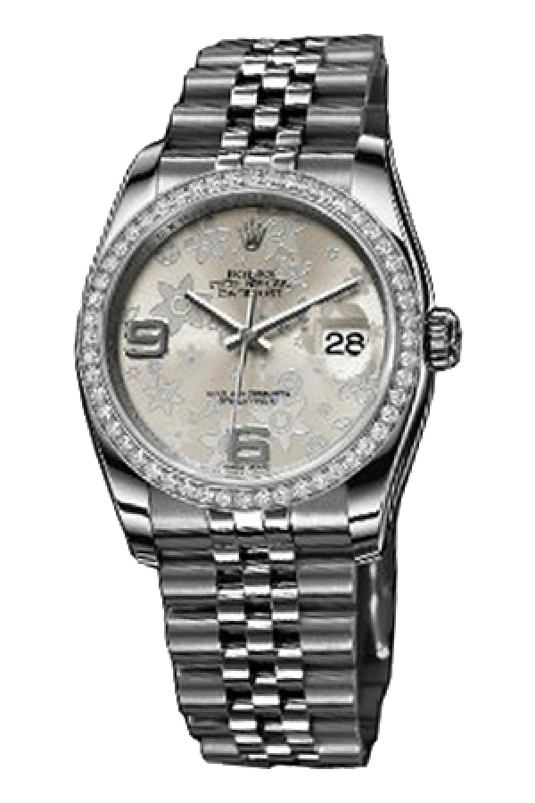 Rolex LADY-DATEJUST 116244-63600 Silver Floral Pattern Dial