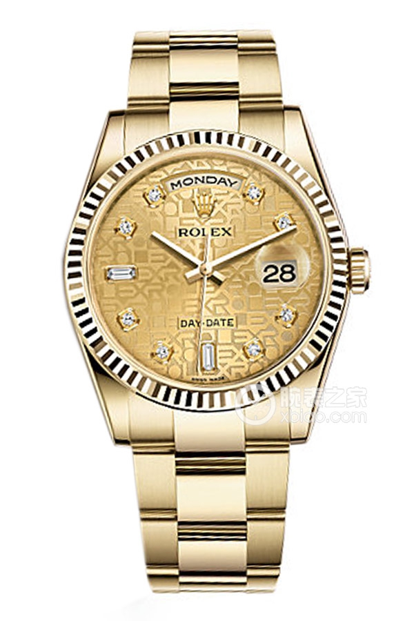 Rolex DAY-DATE 118238 香槟色纪念花纹镶钻表盘