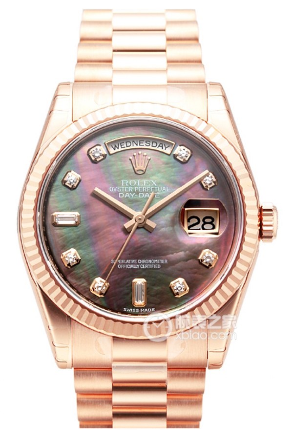 Rolex DAY-DATE 118235 Black Mother of Pearl Dial with Diamonds