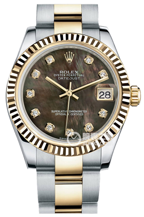 Rolex LADY-DATEJUST 178273 Black Mother of Pearl Dial with Diamonds and Oyster Bracelet