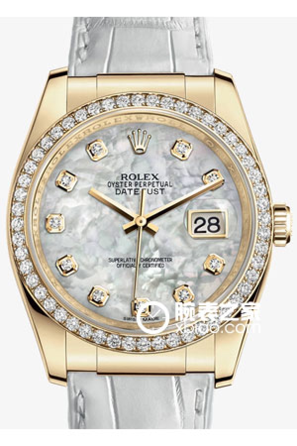 Rolex LADY-DATEJUST 116188 White Strap Mother of Pearl Dial with Diamonds