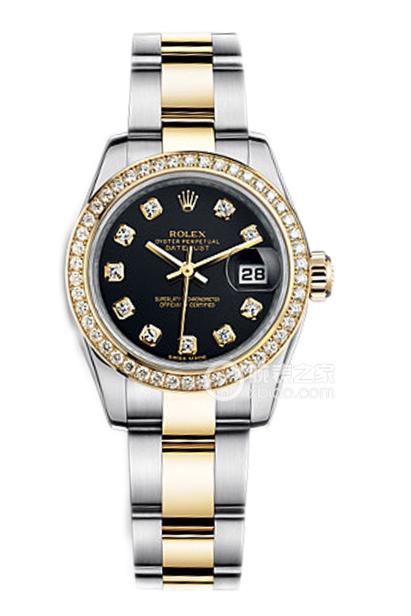 Rolex LADY-DATEJUST 179383 Black Dial with Diamond Markers