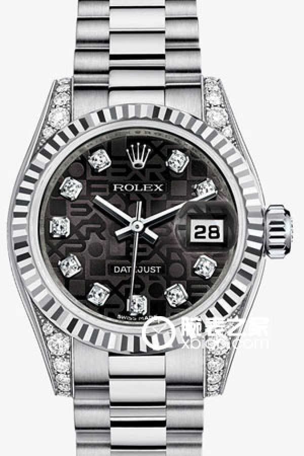 Rolex LADY-DATEJUST 179239 Black Floral Pattern Dial with Diamond Markers