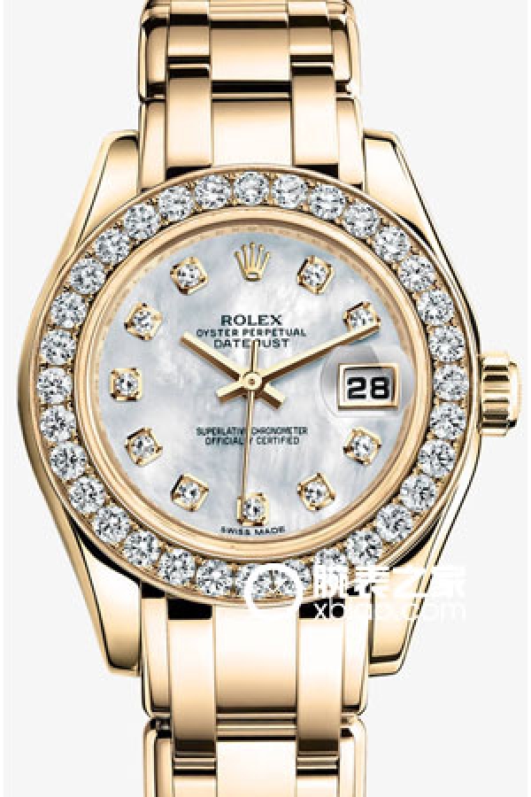 Rolex PEARLMASTER 80298 White Mother of Pearl Dial with Diamonds