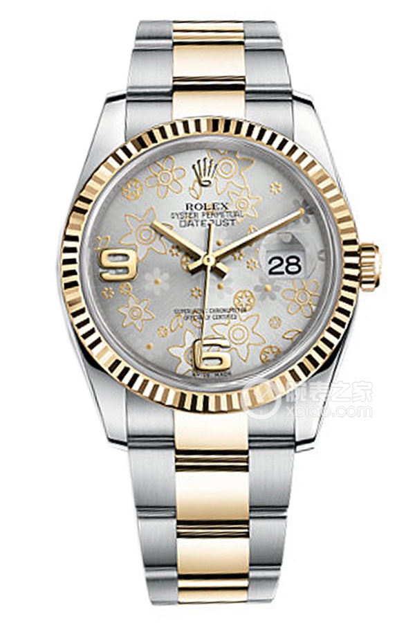 Rolex DATEJUST 116233 Silver Floral Pattern