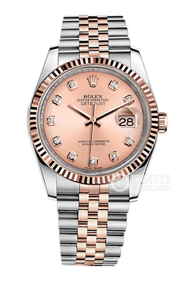 Rolex DATEJUST 116231 Pink Dial with Diamonds and Commemorative Bracelet