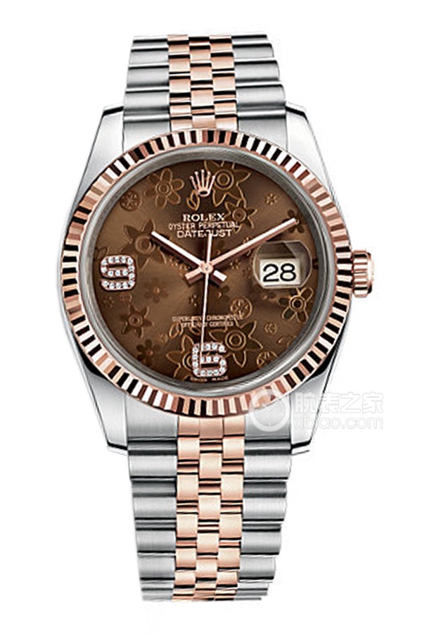 Rolex DATEJUST 116231 Chocolate Floral Pattern Dial with Diamonds