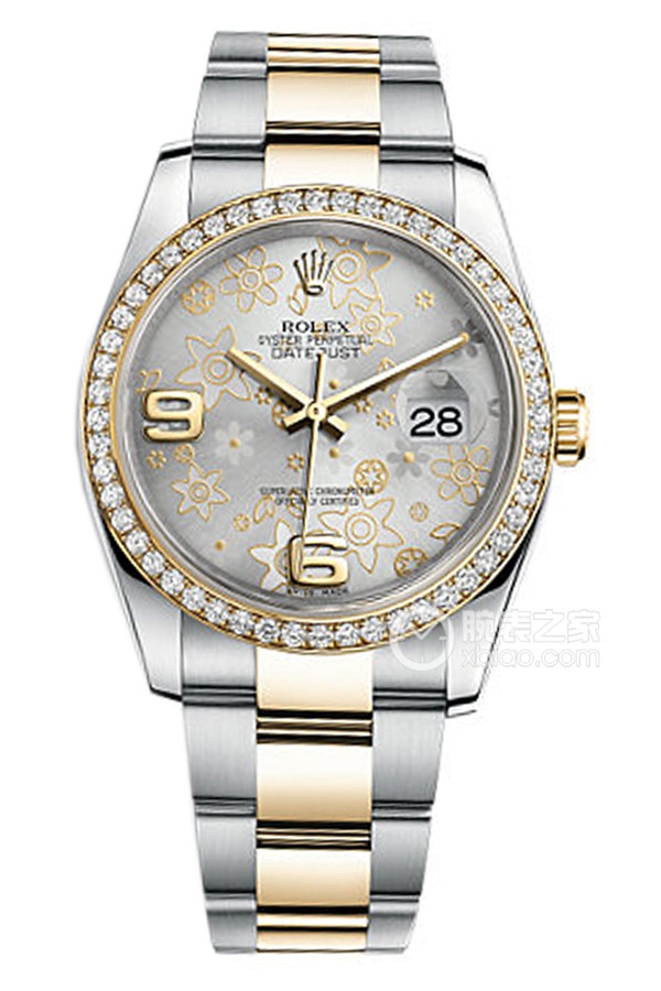 Rolex DATEJUST 116243-0008 Silver Floral Pattern Dial