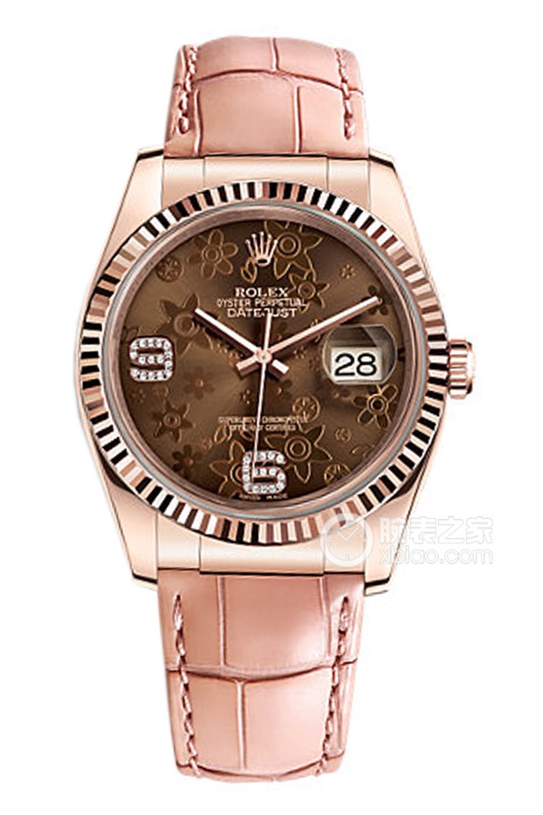 Rolex DATEJUST 116135巧克力色花图盘