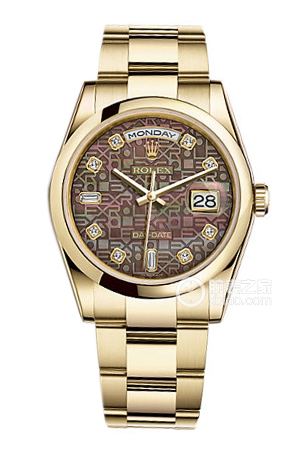 Rolex DAY-DATE 118208 Black Mother of Pearl Commemorative Pattern Dial with Diamonds