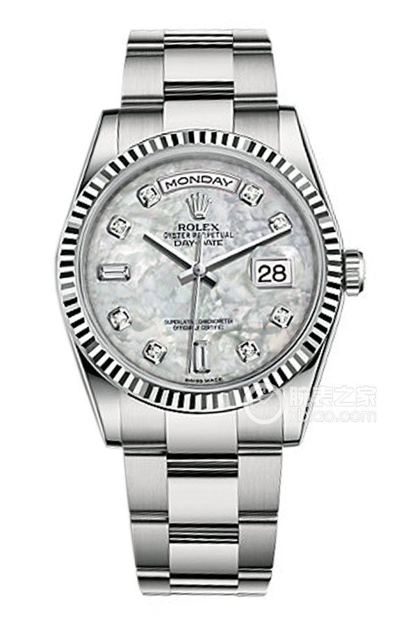 Rolex DAY-DATE 118239 White Mother of Pearl Dial with Diamonds and Oyster Bracelet
