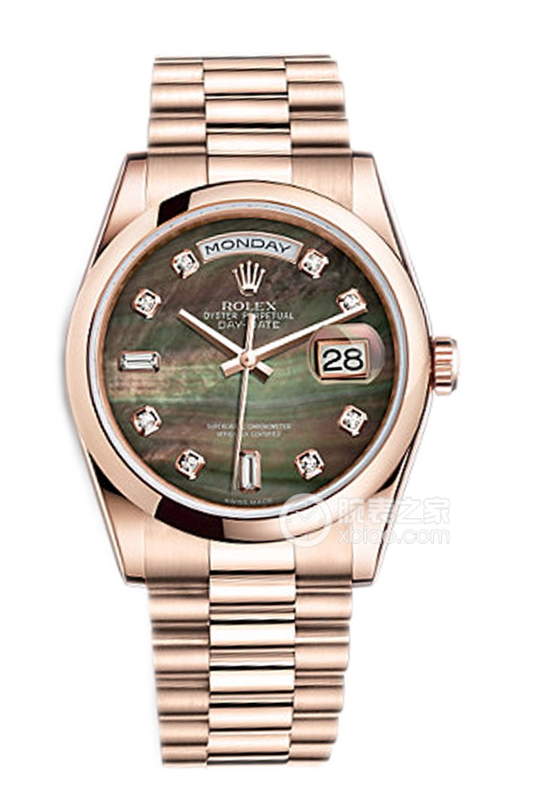 Rolex DAY-DATE 118205F Black Mother of Pearl with Diamonds