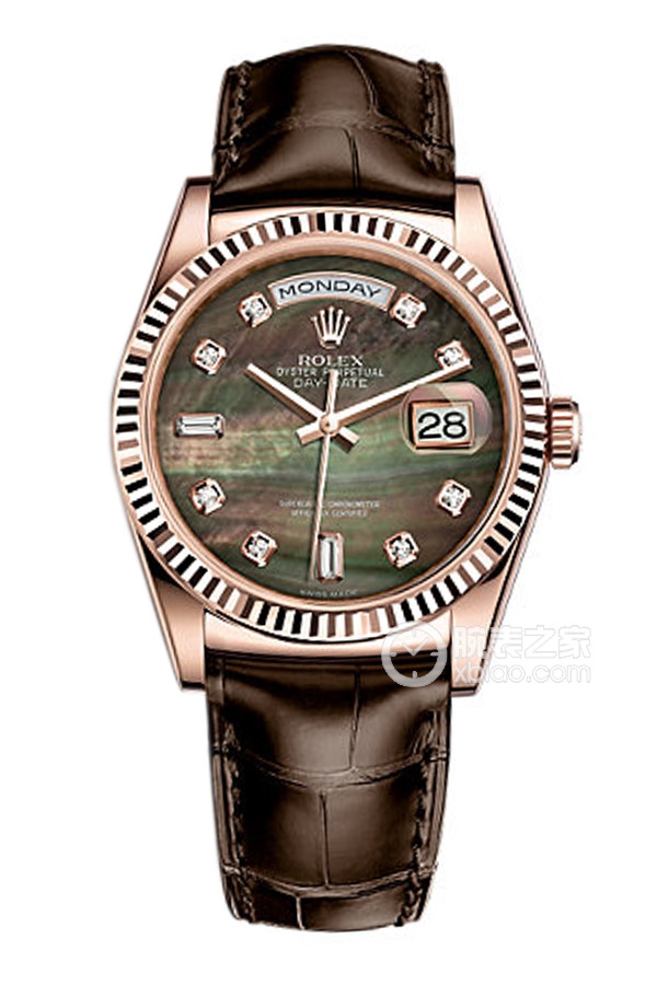Rolex DAY-DATE 118135 Black Mother of Pearl Dial with Diamonds