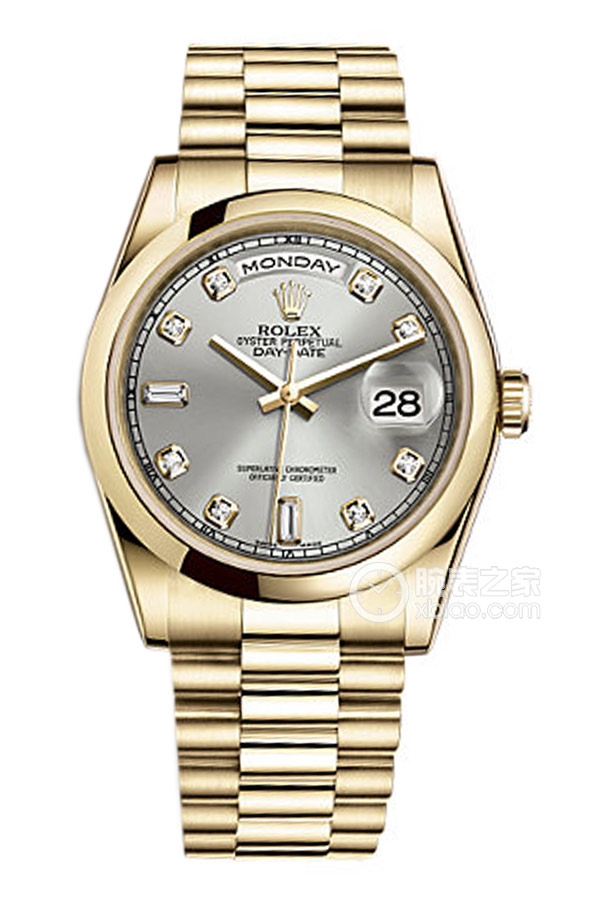 Rolex DAY-DATE 118208 Gray Dial with Diamonds and President Bracelet