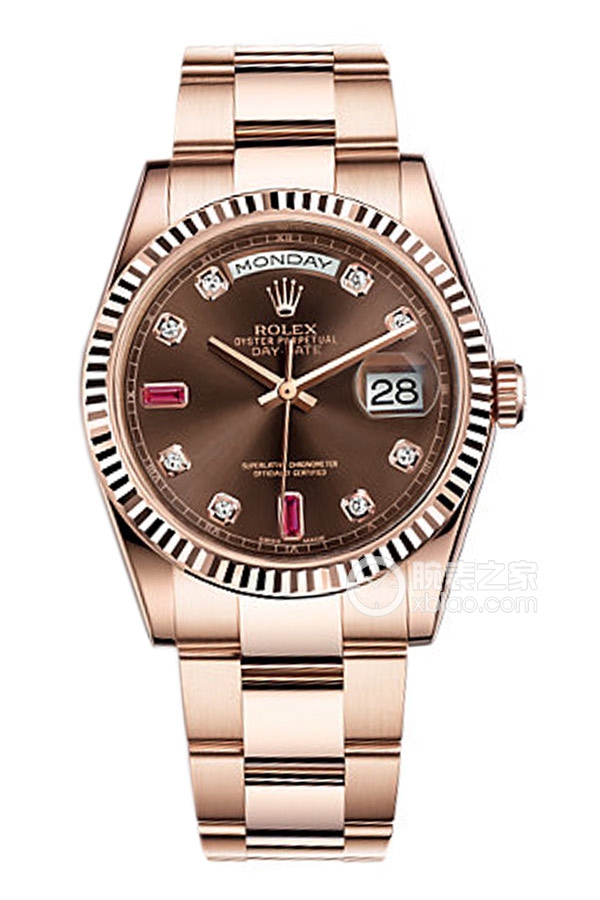 Rolex DAY-DATE 118235 Chocolate Dial with Diamonds and Rubies