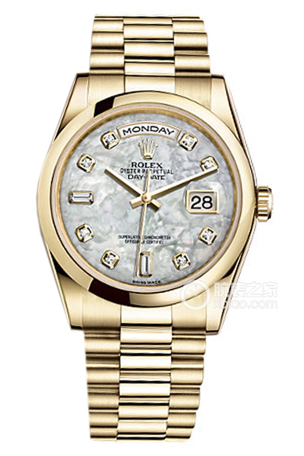 Rolex DAY-DATE 118208 White Mother of Pearl with Diamonds and President Bracelet