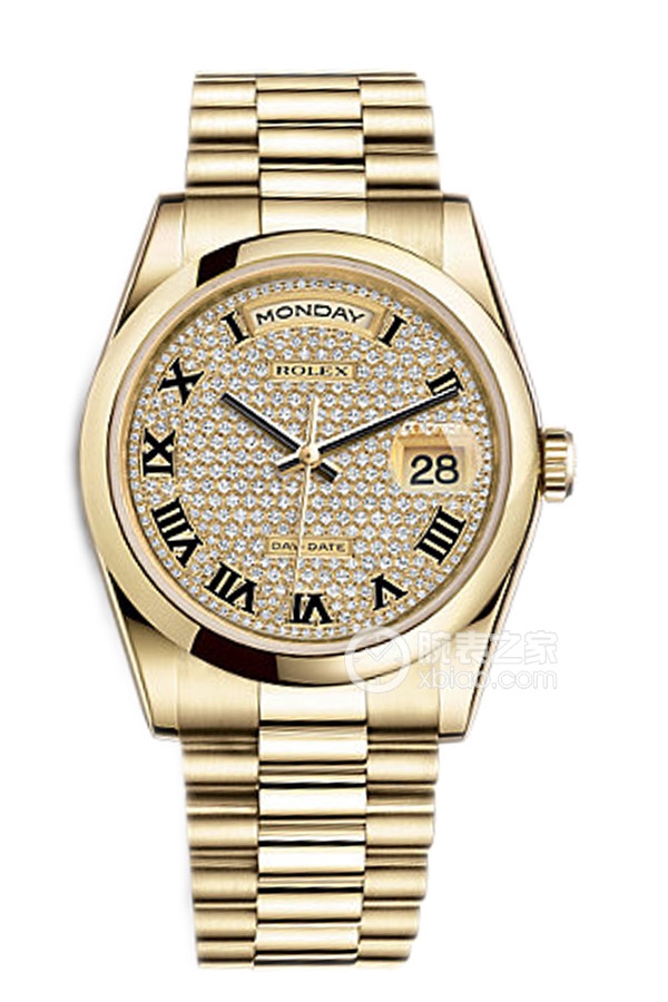 Rolex DAY-DATE 118208 Full Pave Diamond Color with President Bracelet
