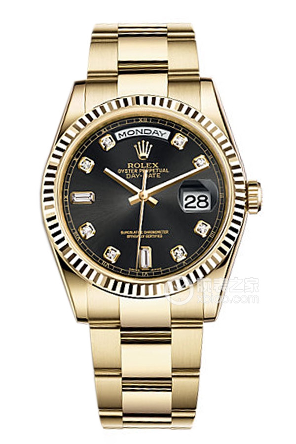 Rolex DAY-DATE 118238 Black Dial with Diamonds and Oyster Bracelet