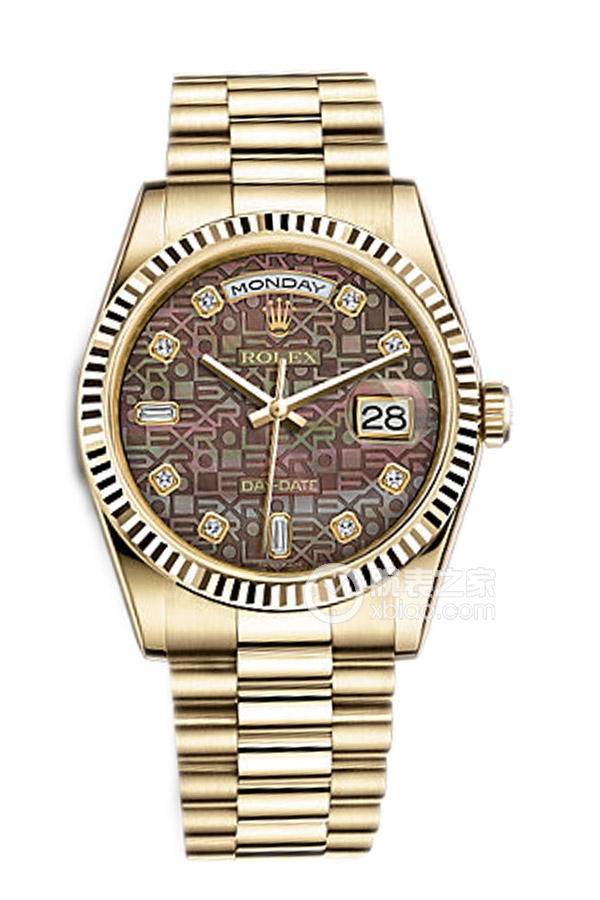 Rolex DAY-DATE 118238 Black Mother of Pearl Commemorative Pattern Dial with Diamonds