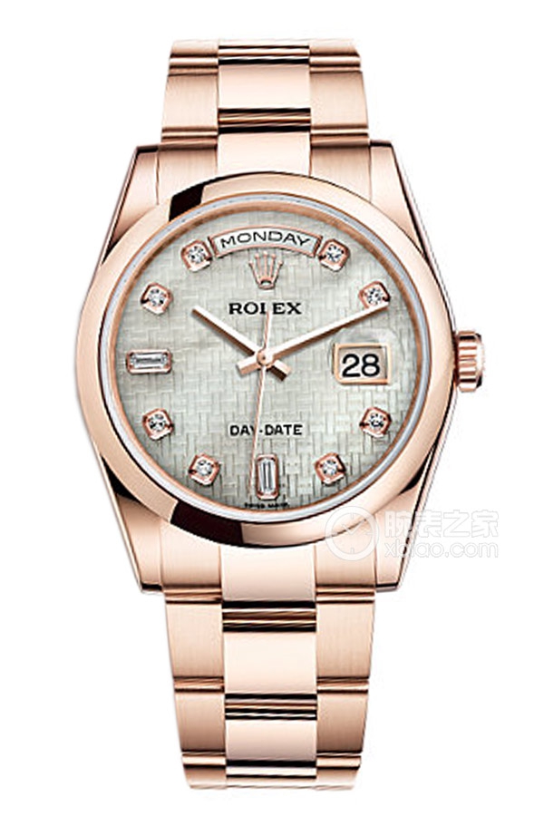 Rolex DAY-DATE 118205(White Mother of Pearl Oxford Pattern Dial with Diamonds)