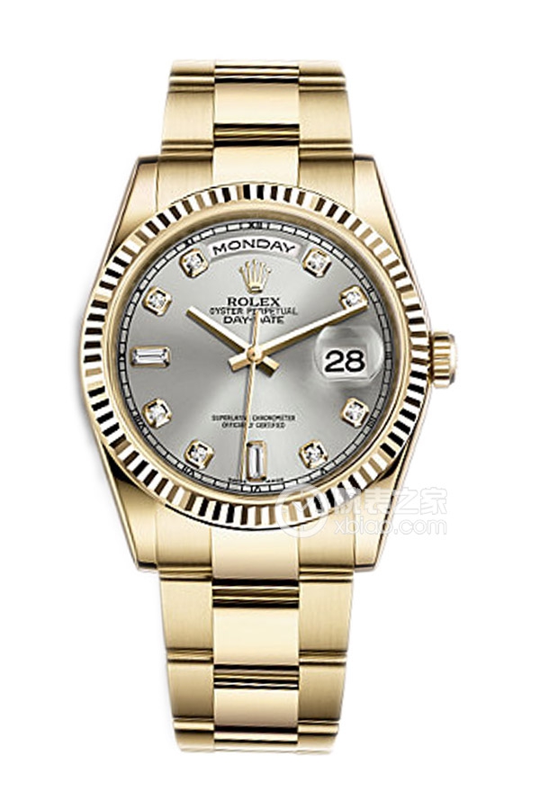 Rolex DAY-DATE 118238 Silver Dial with Diamonds and Oyster Bracelet