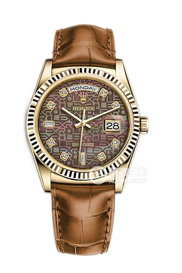 Rolex DAY-DATE 118138 Black Mother of Pearl Commemorative Pattern Diamond Dial