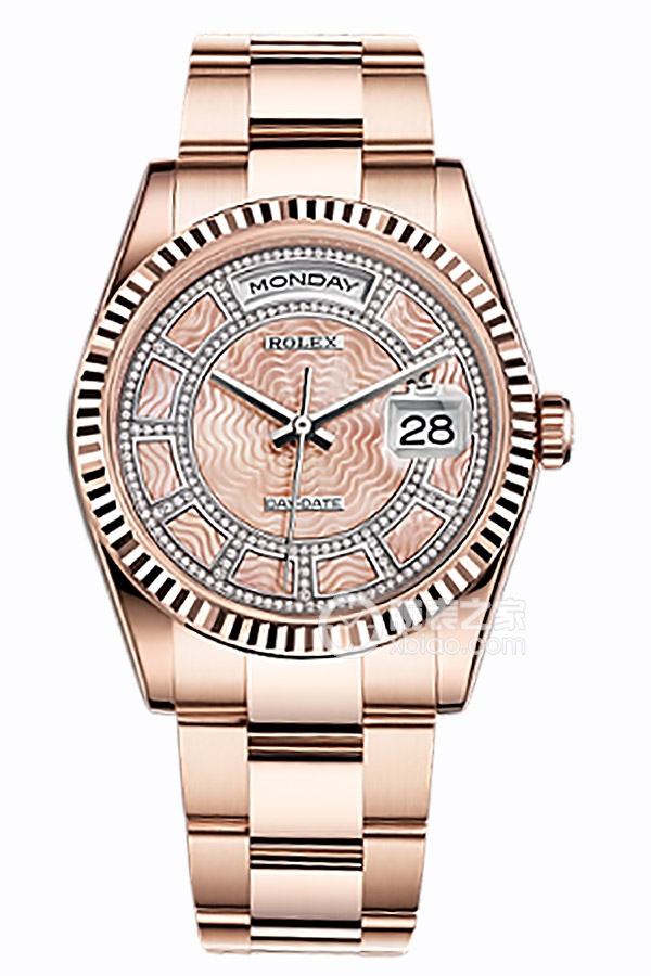 Rolex DAY-DATE 118235 Pink Dial with Diamonds and Oyster Bracelet