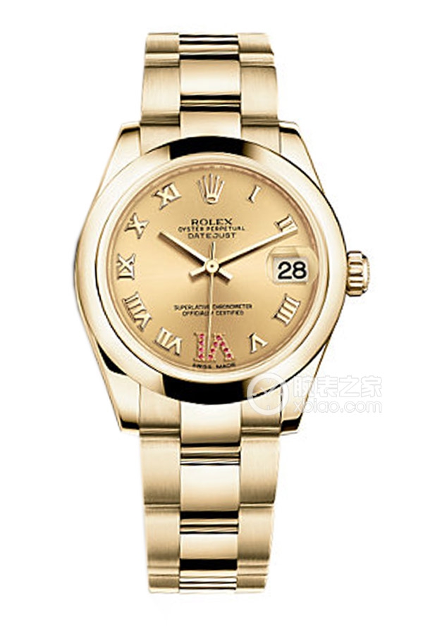 Rolex LADY-DATEJUST 178248 Gold Dial with Ruby Roman Numerals
