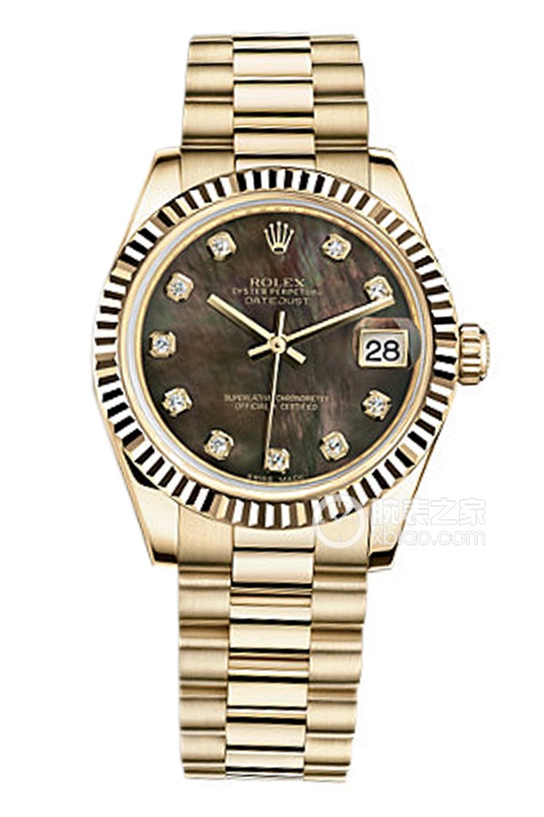 Rolex LADY-DATEJUST 178278 Black Mother of Pearl with Diamonds Dial