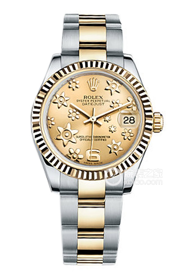 Rolex LADY-DATEJUST 178273-0093 Champagne Floral Dial with Oyster Bracelet