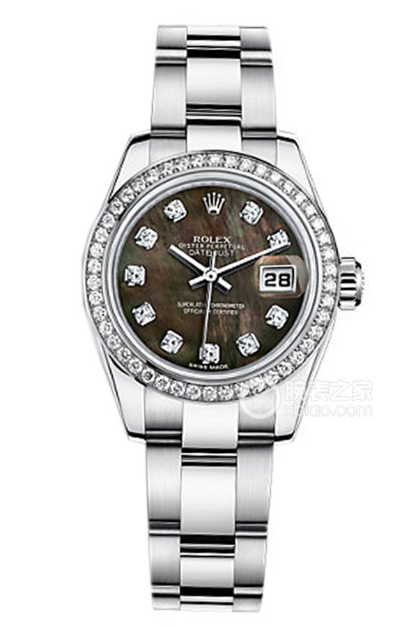 Rolex LADY-DATEJUST 179384 Black Mother of Pearl with Diamonds and Oyster Bracelet