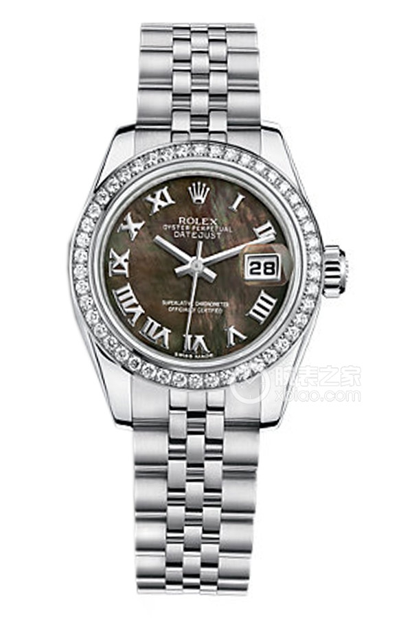 Rolex LADY-DATEJUST 179384 Black Mother of Pearl Roman Dial