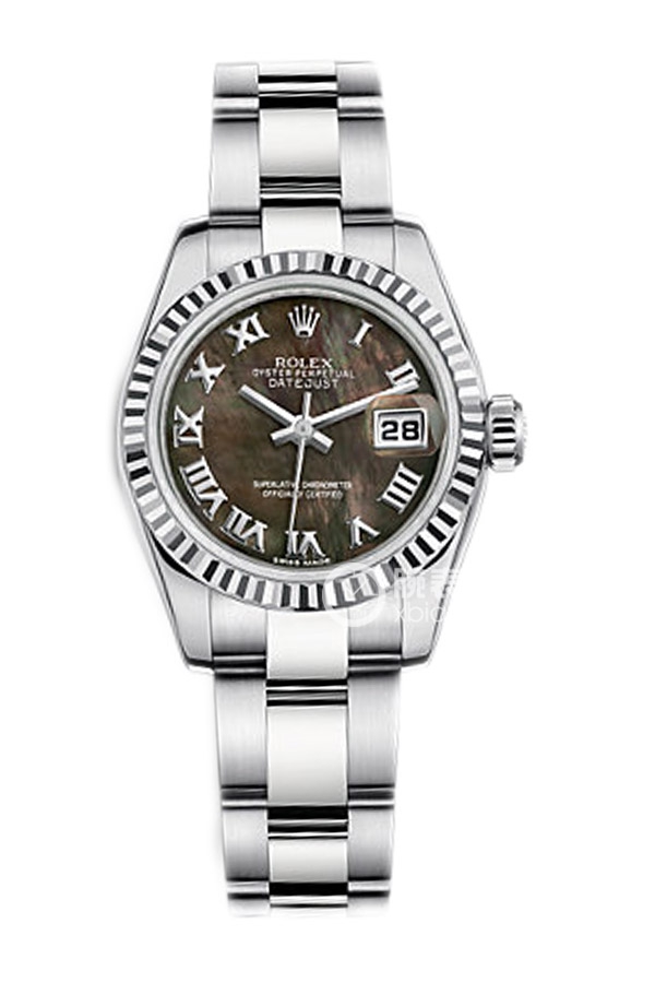 Rolex LADY-DATEJUST 179174 Black Mother of Pearl Roman Numerals Dial