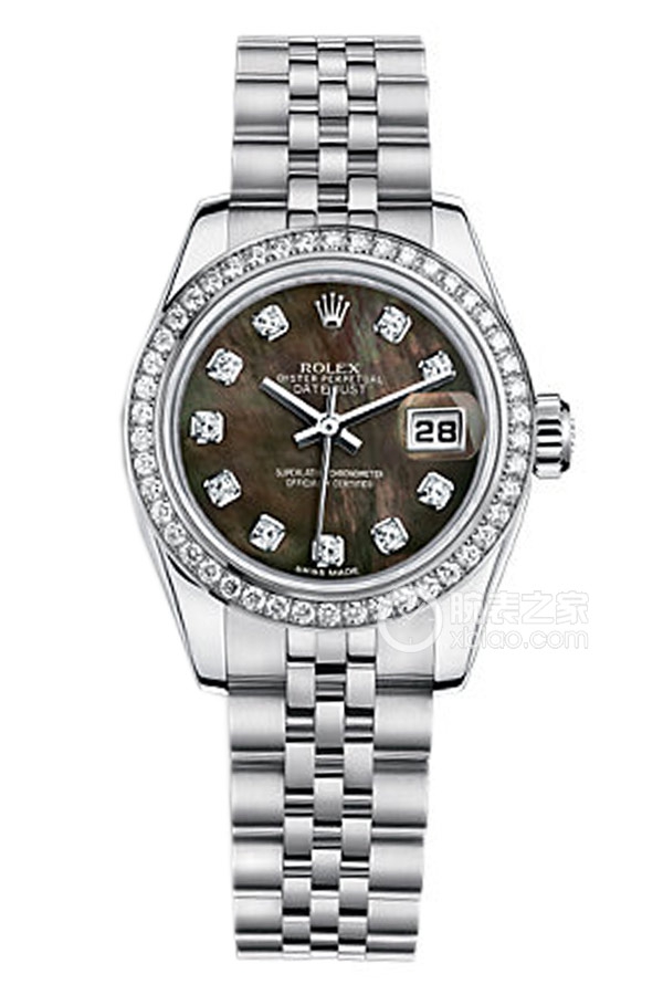 Rolex LADY-DATEJUST 179384 Black Mother of Pearl with Diamonds