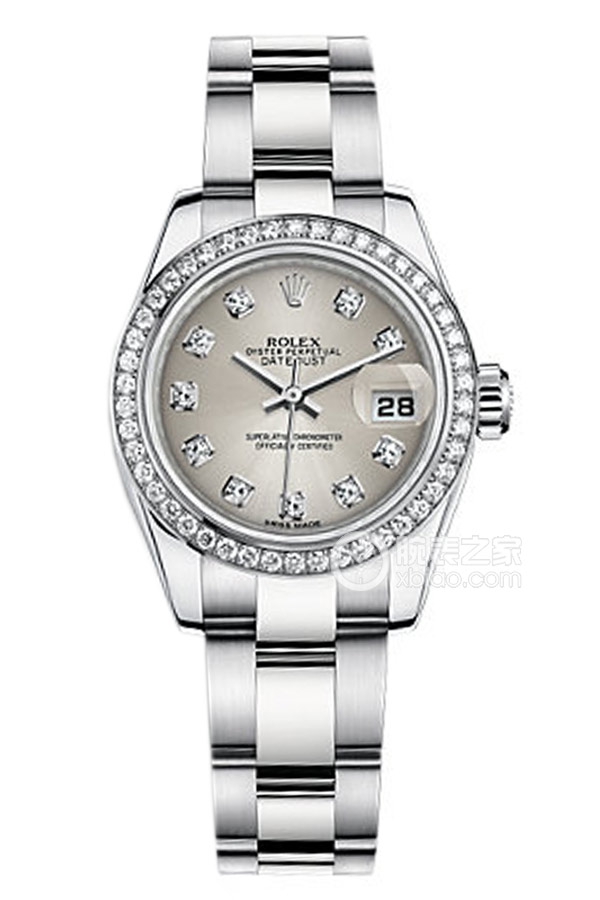 Rolex LADY-DATEJUST 179384 Silver Dial with Diamonds and Oyster Bracelet