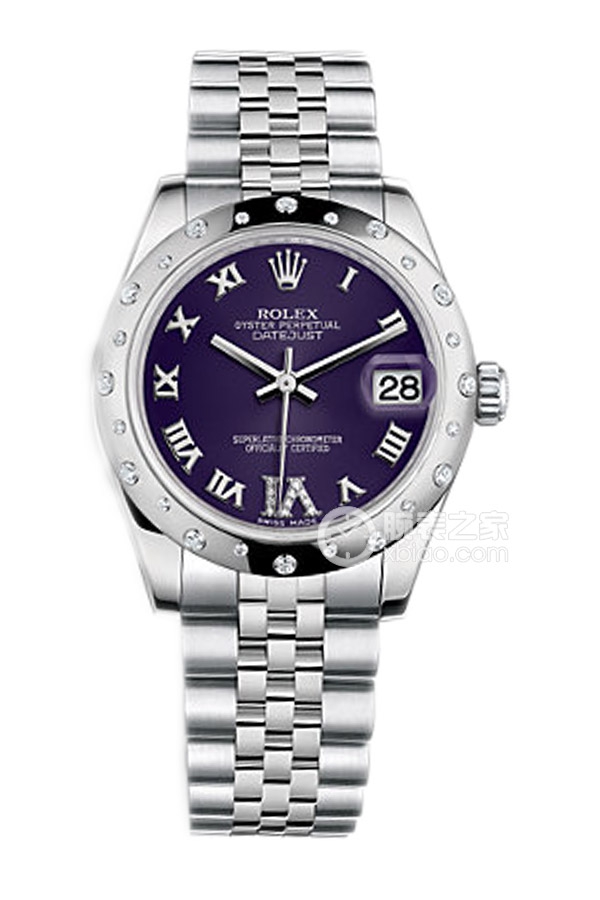 Rolex DATEJUST m178344-0002 VI Purple Dial with Diamonds