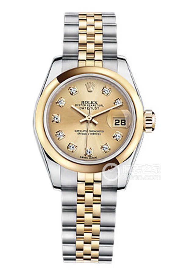Rolex LADY-DATEJUST 179163 Champagne Roman Dial with Diamonds